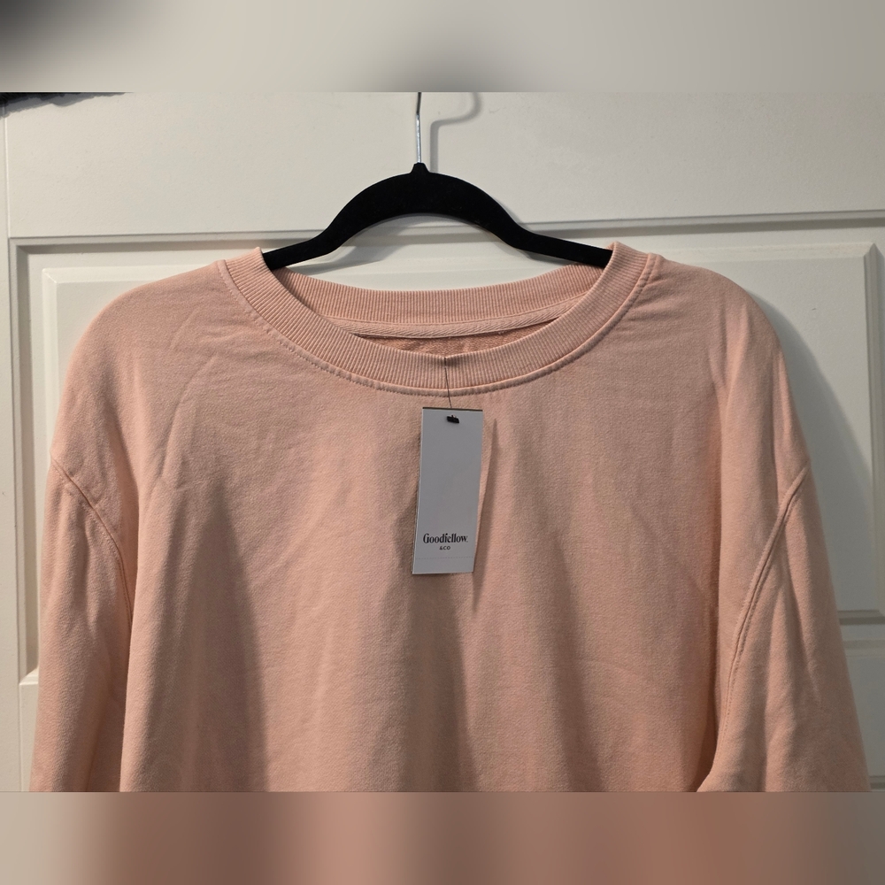 NWT Mens French Terry Pullover Crewneck Sweatshirt Pink XXL - Picture 3 of 5